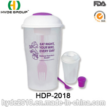 Практичный пластиковый контейнер для салата с вилкой и чашкой выделка (ДПН-2018)